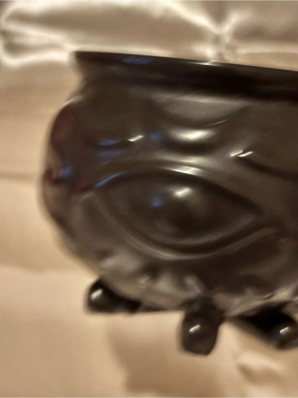 Black Cauldron Ceramic Mug. Halloween. Embossed.